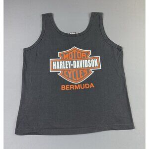 Vintage Y2K Harley Davidson Motorcycle Logo Bermuda Black Tank Top XL Promo Rare